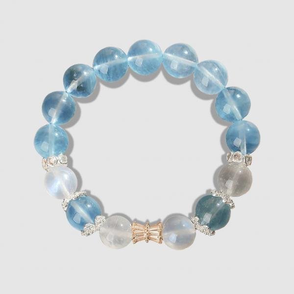 Oceania Aura – Aquamarine &Moonlight Crystal Bracelet