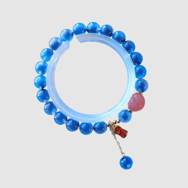 Natural Agate Talisman&Blue Crystal Bracelet
