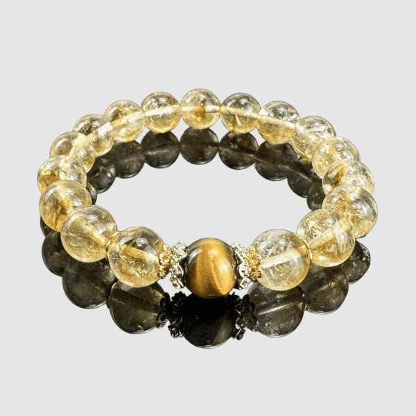 Natural Golden Topaz &Tiger’s Eye 10mm Bracelet