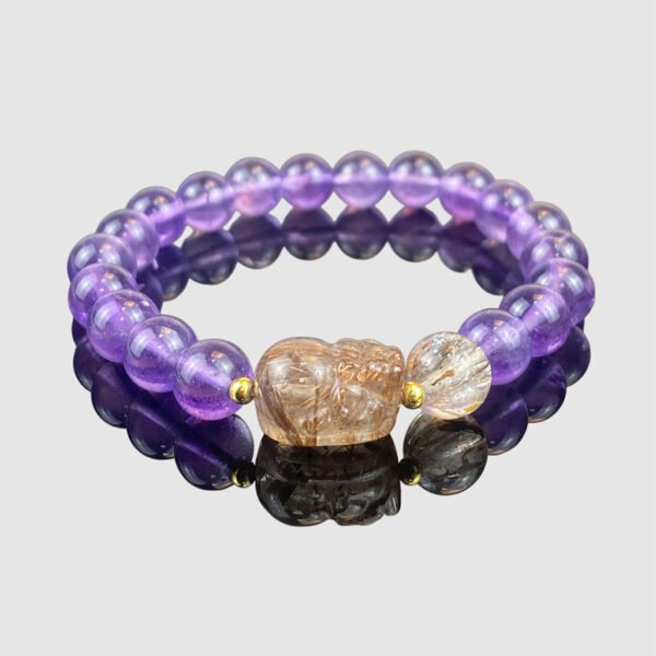 Uruguayan Amethyst Bracelet with Pixiu Charm