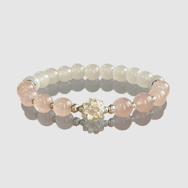 Rose Quartz Bracelet with Lotus Bracelet