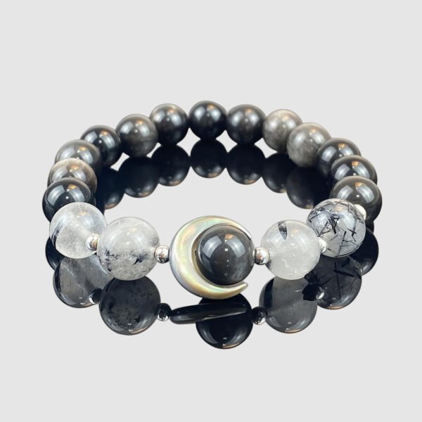 Obsidian & Black Rutilated Quartz Protection Bracelet